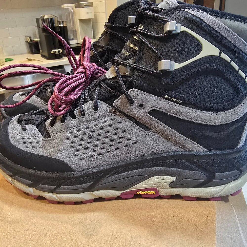 HOKA ONE TOR ULTRA HI WP Hiking Shoe Boot Black MAGNET SIZE 10 GORE-TEX GTX NEW